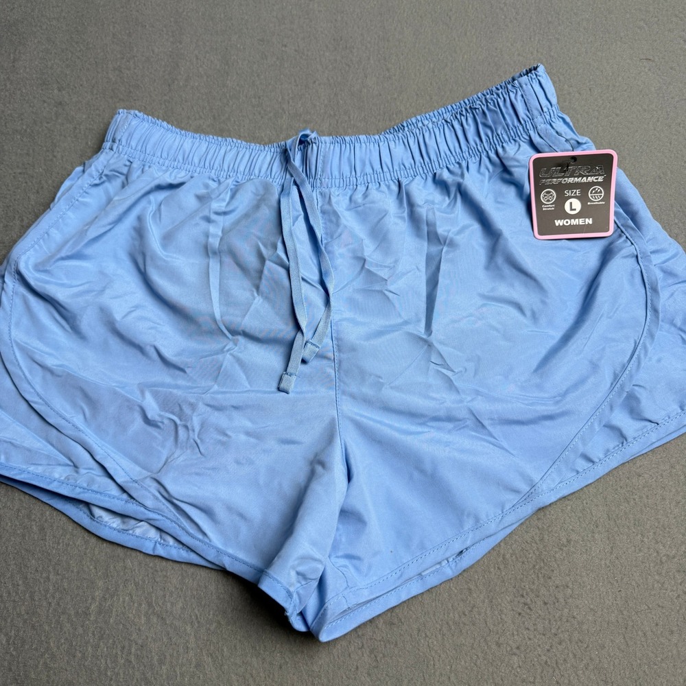 Ultra Performance Womens Light Blue Athletic Running Shorts Size L NWT